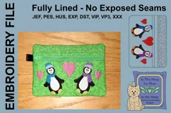 ITH Penguins in Love Zipper Bag - Fully Lined, 5X7 HOOP Product Image 1