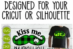 Kiss Me Plaid Mustache - A St Patricks Day Cricut SVG Product Image 2