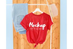 Red 3001 Bella Canvas Mockup | Hanging Mockup | 4th of July Product Image 1
