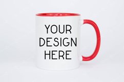 Mug Mockup 11 Oz Blank White Coffee Cup Red Handle Product Image 1
