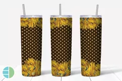 Sunflower Monogram Skinny Tumblers Alpha Sublimation Design Product Image 28