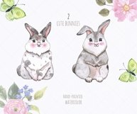 Watercolor Cute Bunny Easter Spring Little Rabbit Clipart Product Image 3