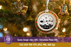 Christmas Plate SVG| Santa sleigh SVG| Sleigh rides SVG Product Image 2