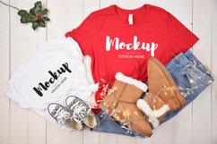 Mommy &amp; Me Christmas Shirt Mockup, BC 3001T White, 6400 Red Product Image 1