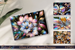 Dark Background Floral Stained Glass | Cutting Boards Product Image 1