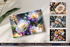 Vintage Style Flower Mosaic PNG | Cutting Boards Product Image 1