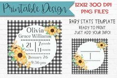 Sunflower Baby Stats Template Sublimation Design Printable Product Image 1