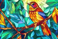 Colorful Bird Stained Glass Background Wallpaper Product Image 1