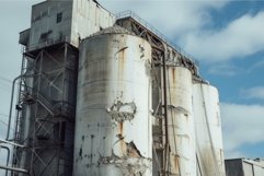 Weathered cement silos and structures of an abandoned factor Product Image 1