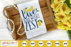 Live life with zest lemon | Lemon dish towel SVG Product Image 1