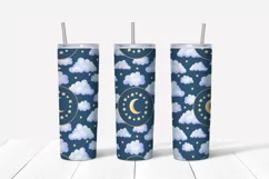 Night and Moon sublimation design. Skinny tumbler wrap Product Image 3