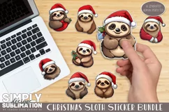 Christmas Sloth Stickers | Png Stickers | Sloth Png Product Image 1