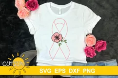 Breast cancer SVG | Pink Ribbon svg | Floral pink ribbon SVG Product Image 5