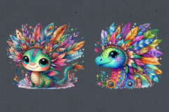 Cute Boho Dragon Watercolor clipart, print design PNG Product Image 2