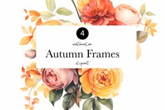 Watercolor Floral Clipart - Autumn Frames and Wreath Product Image 1