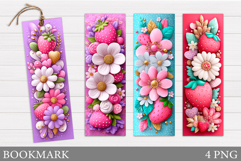 Strawberry Bookmark Design. Flowers Bookmark Sublimation Product Image 1