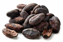 Pile of raw cacao beans isolated on white background Product Image 1