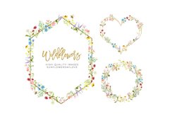 Frame Watercolor Wildflowers clipart, Geometric clipart Product Image 1