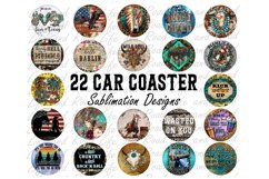 Western Bundle Car Coaster Sublimation Design, 26 PNG Product Image 1