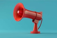 Red megaphone standing on blue background is making an annou Product Image 1