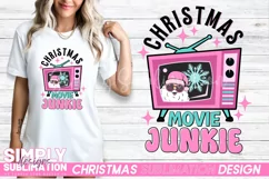 Christmas Movie Junkie | Pink Retro Christmas Sublimation Product Image 1