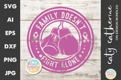 Family Doesn't Fight Alone Cancer Ribbon Boxing Gloves SVG Product Image 2