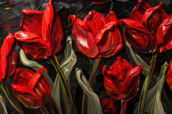 Painting of Tulips Flowers Background Wallpaper Product Image 1