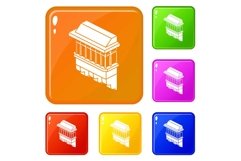 Classic balcony icons set vector color Product Image 1