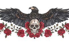 Eagle Skull and Roses Background Wallpaper Product Image 1