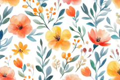 Watercolor Flowers and Leaves Background Wallpaper Product Image 1