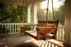 Tranquil porch swing at sunset Product Image 1