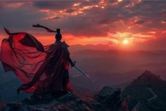 Majestic view of a warrior in traditional armor standing ato Product Image 1