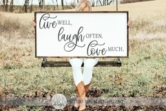 Live Well Laugh Often Love Much Farmhouse Sign SVG and More Product Image 1