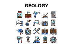 Geology Researching Collection Icons Set Vector Product Image 1