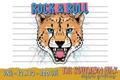 Rock &amp; Roll Cheetah PNG File, Sublimation Design Product Image 1