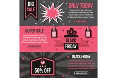 Black friday banner horizontal set, flat style Product Image 1