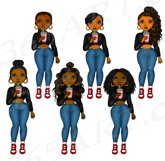 Around the way Girl Tea Black Woman Clipart Natural PNG Product Image 2