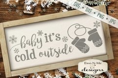 Baby Its Cold Outside Mittens Snowflake Winter SVG DXF Files Product Image 1