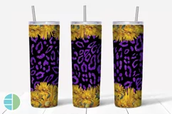 Skinny Tumbler Sublimation Design - Sunflower Leopard Print Product Image 3