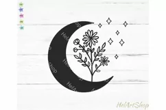 Moon Wildflowers svg, Botanical svg, bouquet cut file Product Image 1