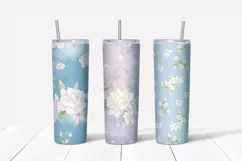 Delicate Flowers sublimation design. Skinny tumbler wrap Product Image 5