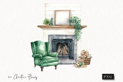 Watercolor Farmhouse Fireplace Clipart | Farmhouse Clipart Product Image 1