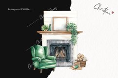 Watercolor Farmhouse Fireplace Clipart | Farmhouse Clipart Product Image 2