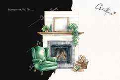 Watercolor Farmhouse Fireplace Clipart | Farmhouse Clipart Product Image 2