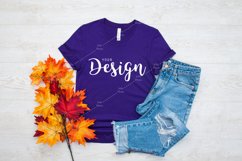 Bella Canvas 3001 Team Purple T-shirt Mockup for Fall Autumn Product Image 1