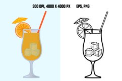 Orange Cocktail with Straw for Coloring Product Image 1