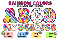 Rainbow Colors Alphabet PNG - Letters and Numbers Clipart Product Image 1