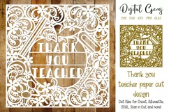 Thank you,Teacher paper cut design SVG / DXF / EPS / PNG Product Image 1