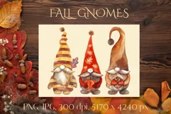 Fall Gnomes. Watercolor Clipart. PNG. JPG Product Image 1