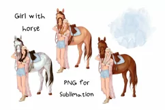 Horse & girls sublimation. Design for printing. Product Image 4